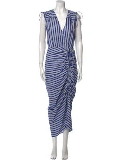 Pre-owned Veronica Beard Linen Long Dress In Blue