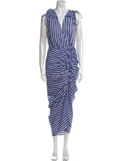 Pre-owned Veronica Beard Linen Long Dress In Blue