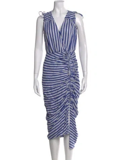 Pre-owned Veronica Beard Linen Long Dress In Blue