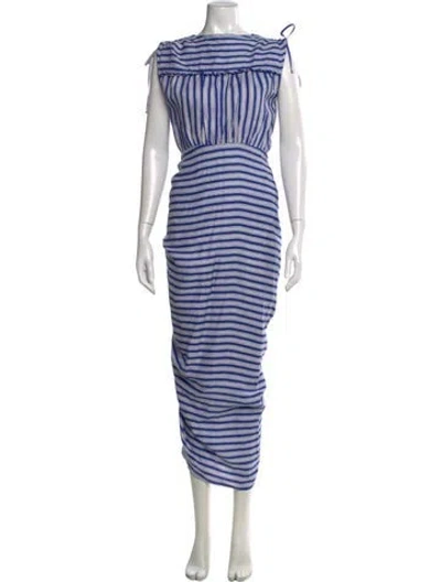 Pre-owned Veronica Beard Linen Long Dress In Blue