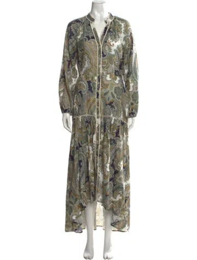 Pre-owned Veronica Beard Linen Long Dress In Green