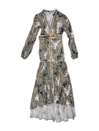 Pre-owned Veronica Beard Linen Long Dress In Multi