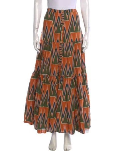 Pre-owned Veronica Beard Linen Long Skirt In Multi