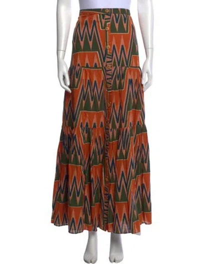 Pre-owned Veronica Beard Linen Long Skirt In Multi