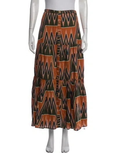 Pre-owned Veronica Beard Linen Long Skirt In Orange