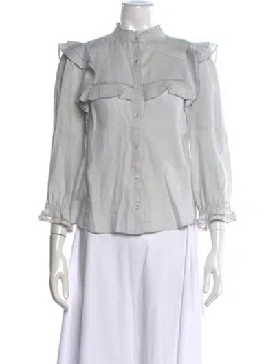 Pre-owned Veronica Beard Linen Long Sleeve Blouse In Grey