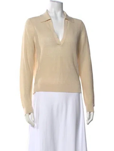 Pre-owned Veronica Beard Linen Long Sleeve Polo W/ Tags In Neutrals