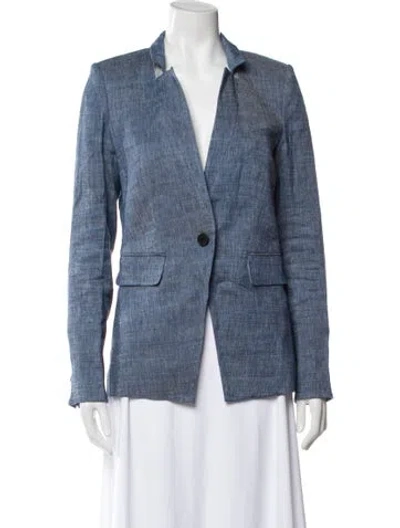 Pre-owned Veronica Beard Linen Long Sleeve Top In Blue
