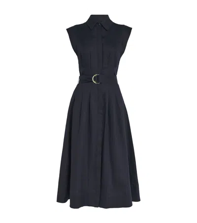 Veronica Beard Linen Loretta Midi Dress In Blue