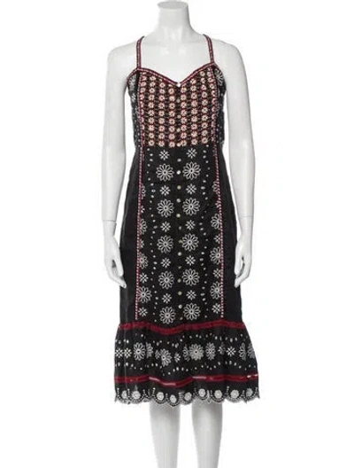 Pre-owned Veronica Beard Linen Midi Length Dress In Black