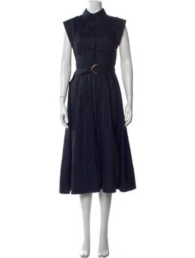 Pre-owned Veronica Beard Linen Midi Length Dress In Black