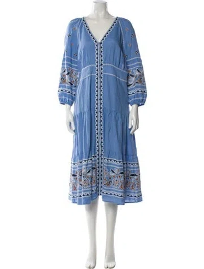 Pre-owned Veronica Beard Linen Midi Length Dress In Blue