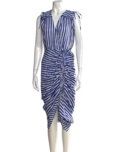 Pre-owned Veronica Beard Linen Midi Length Dress In Blue