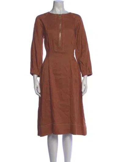 Pre-owned Veronica Beard Linen Midi Length Dress In Brown