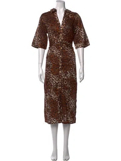 Pre-owned Veronica Beard Linen Midi Length Dress In Brown