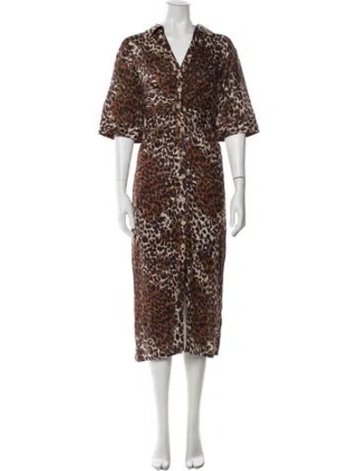 Pre-owned Veronica Beard Linen Midi Length Dress In Brown