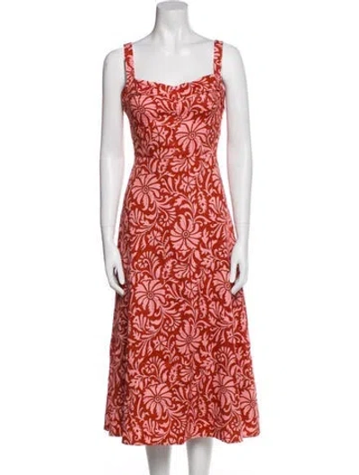 Pre-owned Veronica Beard Linen Midi Length Dress In Orange