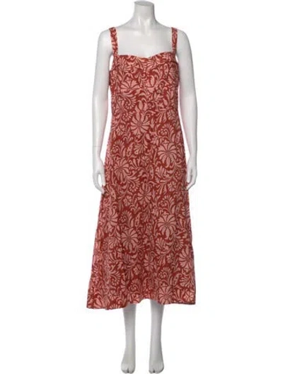 Pre-owned Veronica Beard Linen Midi Length Dress In Red
