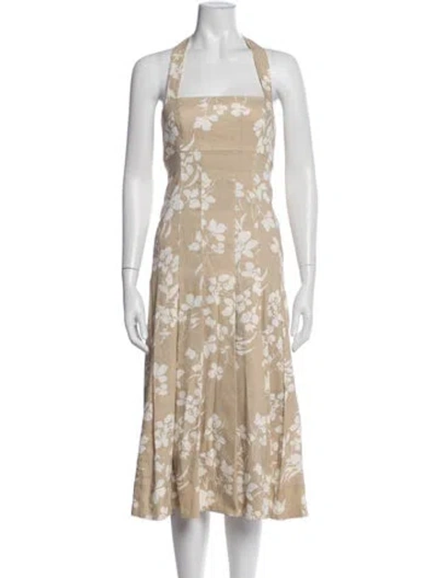 Pre-owned Veronica Beard Linen Midi Length Dress W/ Tags In Neutral