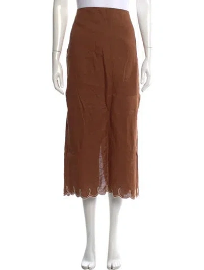 Pre-owned Veronica Beard Linen Midi Length Skirt W/ Tags In Brown