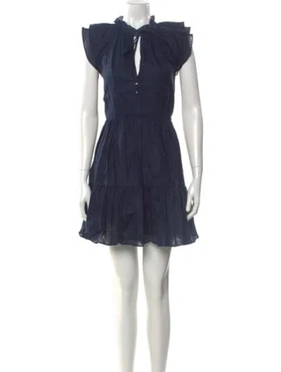 Pre-owned Veronica Beard Linen Mini Dress In Blue