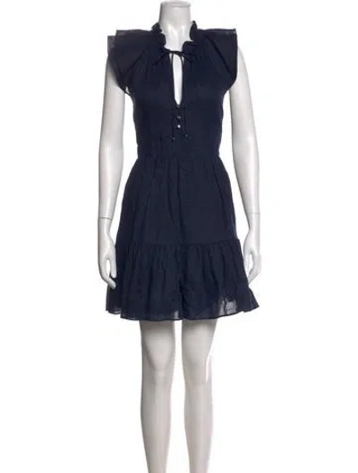 Pre-owned Veronica Beard Linen Mini Dress In Blue