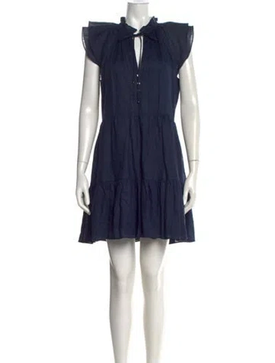 Pre-owned Veronica Beard Linen Mini Dress In Blue