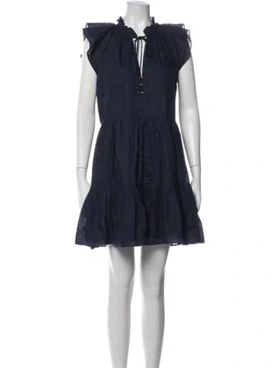 Pre-owned Veronica Beard Linen Mini Dress In Blue