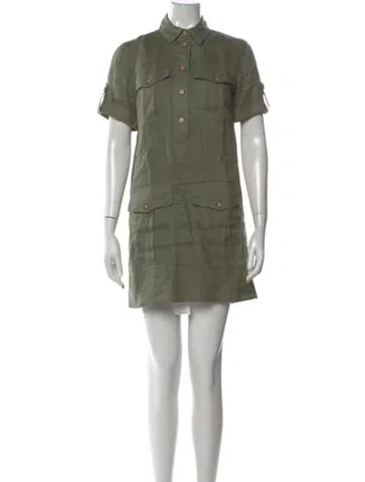 Pre-owned Veronica Beard Linen Mini Dress In Green