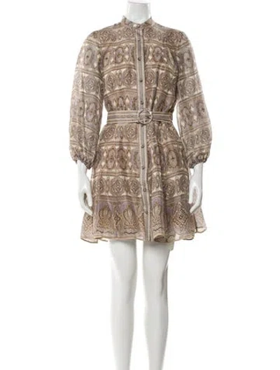 Pre-owned Veronica Beard Linen Mini Dress In Multi