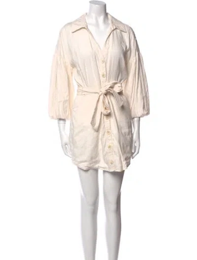 Pre-owned Veronica Beard Linen Mini Dress In Neutral