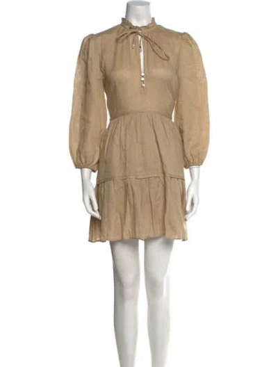 Pre-owned Veronica Beard Linen Mini Dress In Neutral