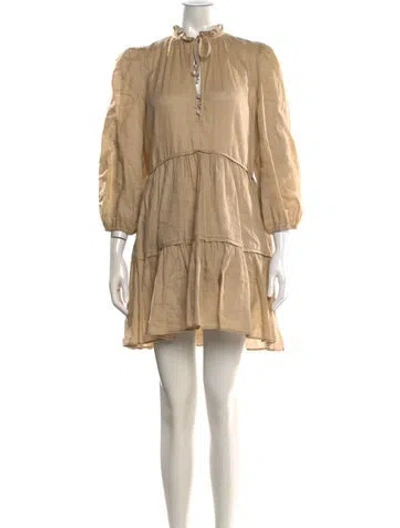 Pre-owned Veronica Beard Linen Mini Dress In Neutral