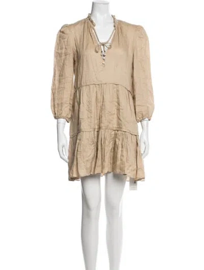 Pre-owned Veronica Beard Linen Mini Dress In Neutral