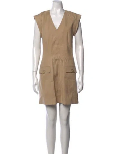 Pre-owned Veronica Beard Linen Mini Dress In Neutrals