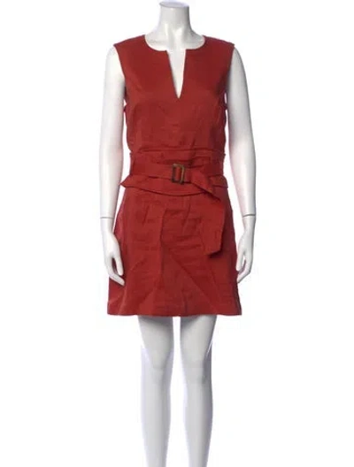 Pre-owned Veronica Beard Linen Mini Dress In Orange