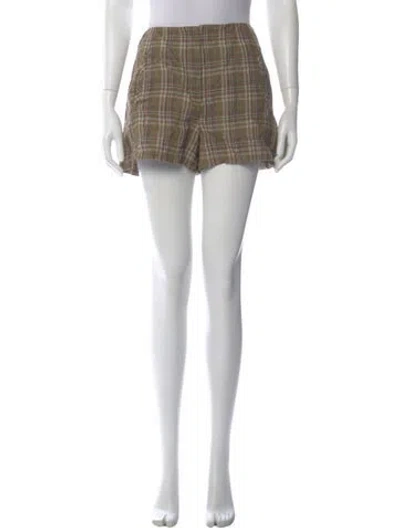 Pre-owned Veronica Beard Linen Mini Shorts In Green