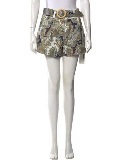 Pre-owned Veronica Beard Linen Mini Shorts In Green