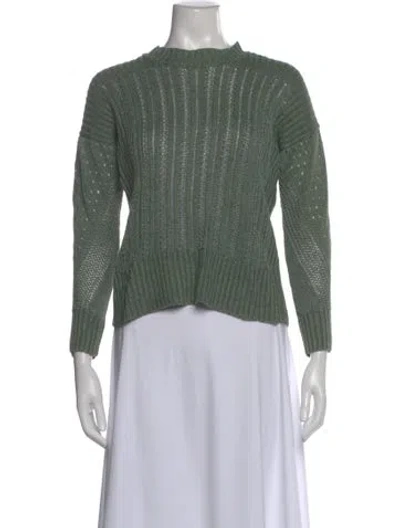 Pre-owned Veronica Beard Linen Mock Neck Sweater In Green