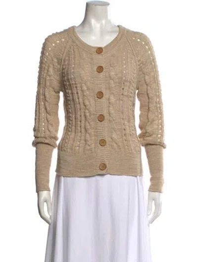 Pre-owned Veronica Beard Linen Open Front Sweater In Neutrals