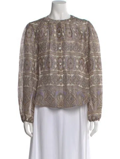Pre-owned Veronica Beard Linen Paisley Print Blouse W/ Tags In Black