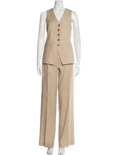 Pre-owned Veronica Beard Linen Pantsuit In Neutral