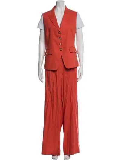 Pre-owned Veronica Beard Linen Pantsuit In Orange