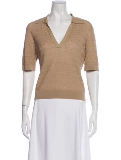 Pre-owned Veronica Beard Linen Patterned Polo In Neutral