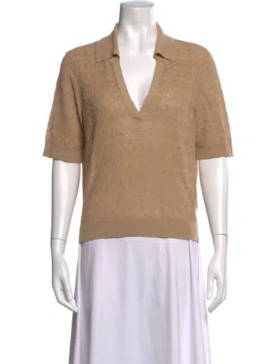 Pre-owned Veronica Beard Linen Patterned Polo In Neutrals