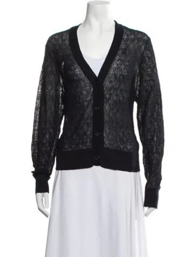 Pre-owned Veronica Beard Linen Patterned Sweater In Black