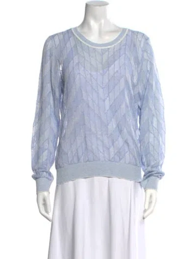 Pre-owned Veronica Beard Linen Patterned Sweater In Blue