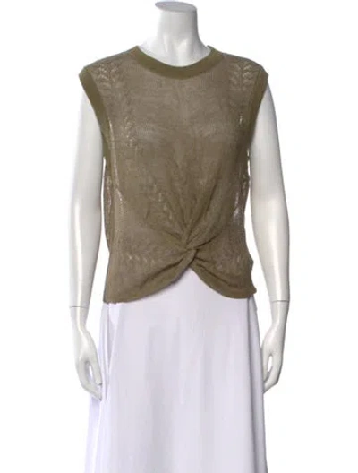 Pre-owned Veronica Beard Linen Patterned Sweater In Green