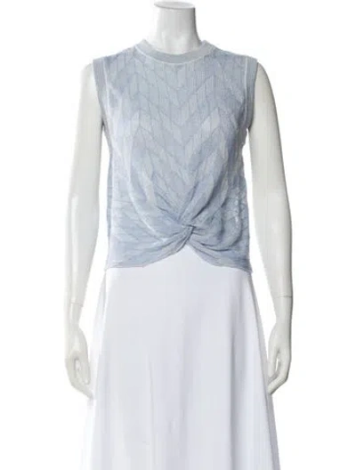 Pre-owned Veronica Beard Linen Patterned Top In Blue
