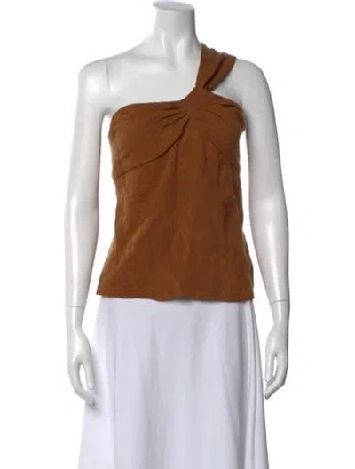 Pre-owned Veronica Beard Linen Patterned Top In Brown